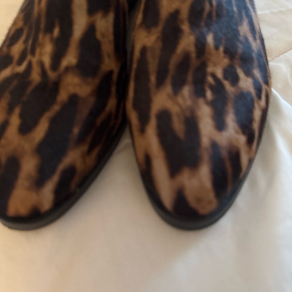 Shoes - Leopard Print Pointed Toe Boots - Brown & Black